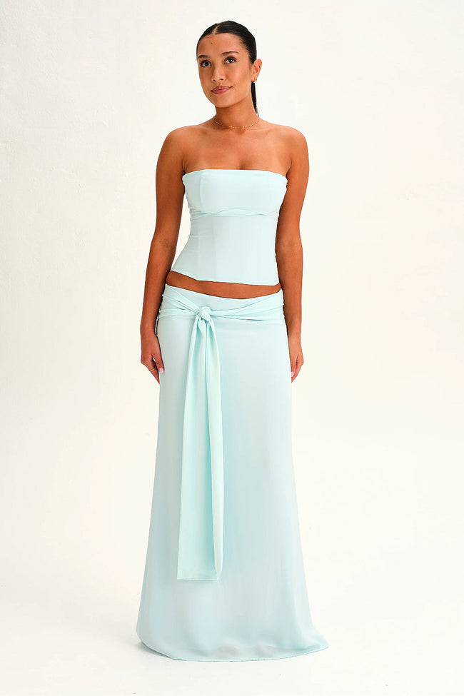 Mint Front Tie Flowy Maxi Skirt Main Image
