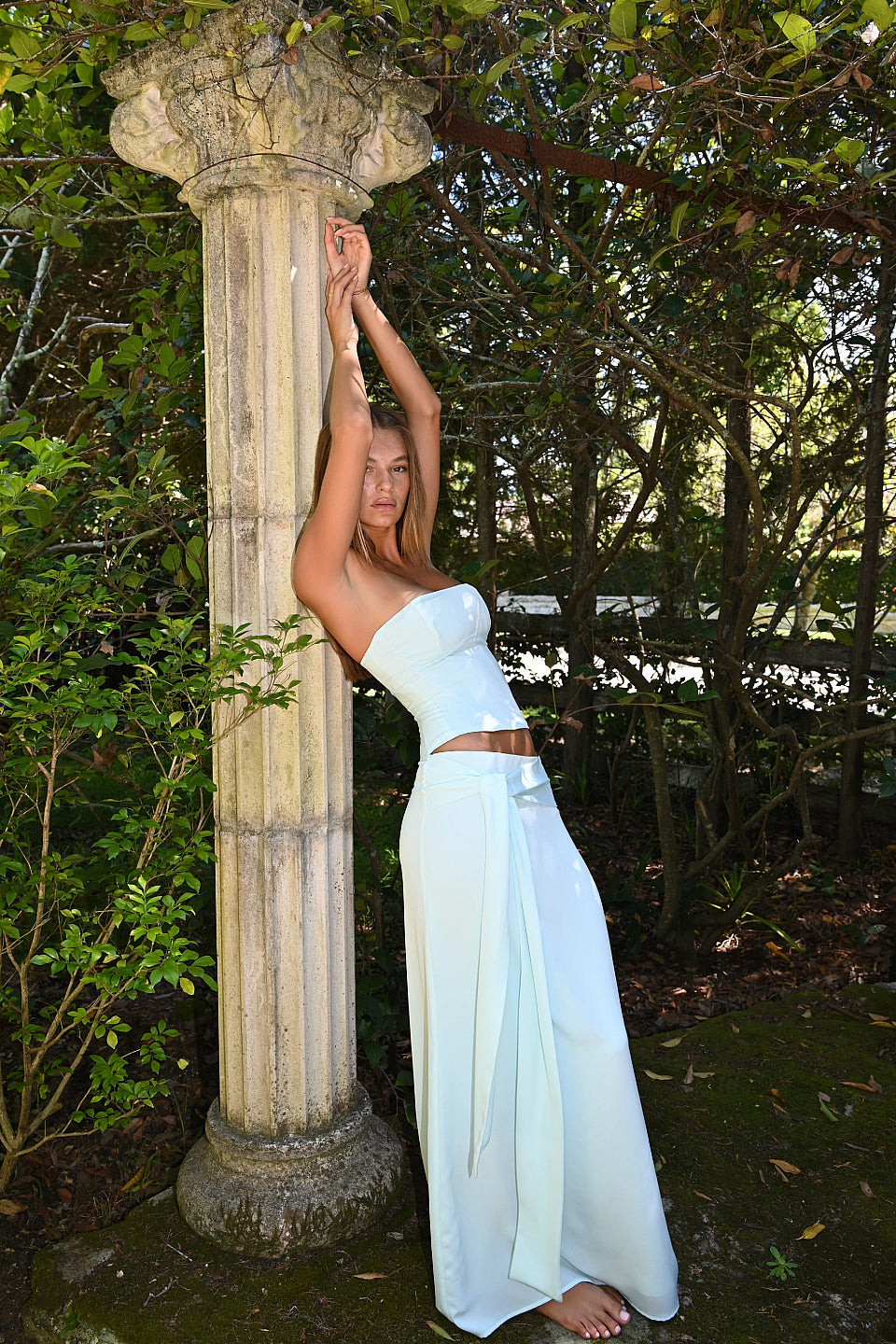Mint Front Tie Flowy Maxi Skirt