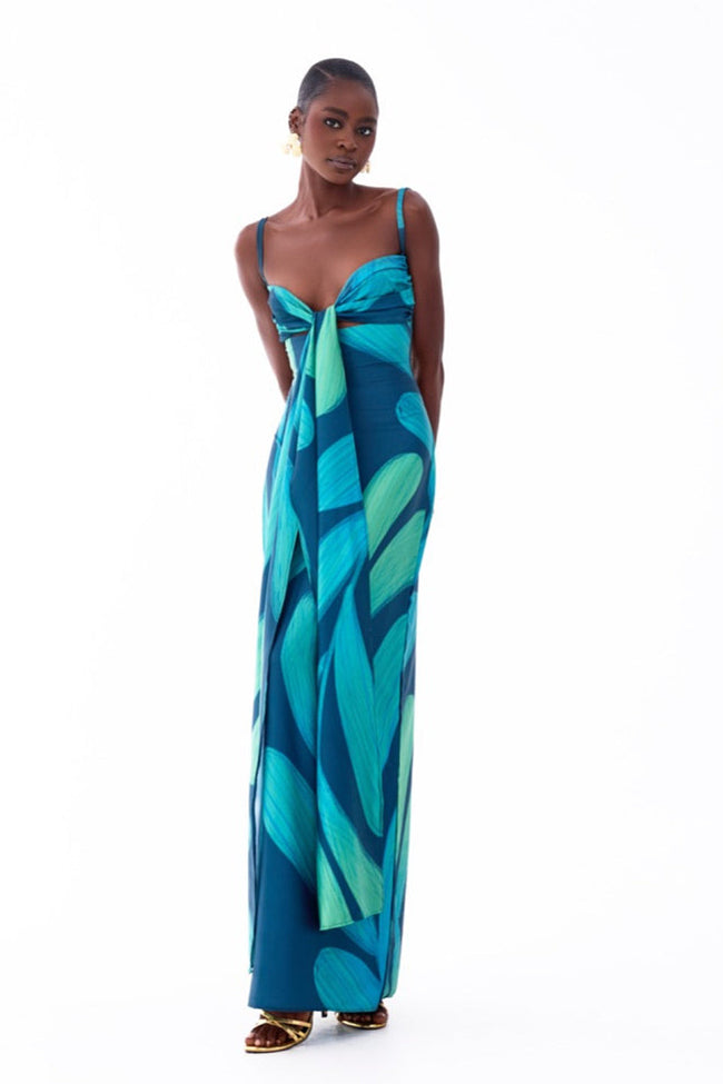 Tropical Leaf Maxi Dress Main Image