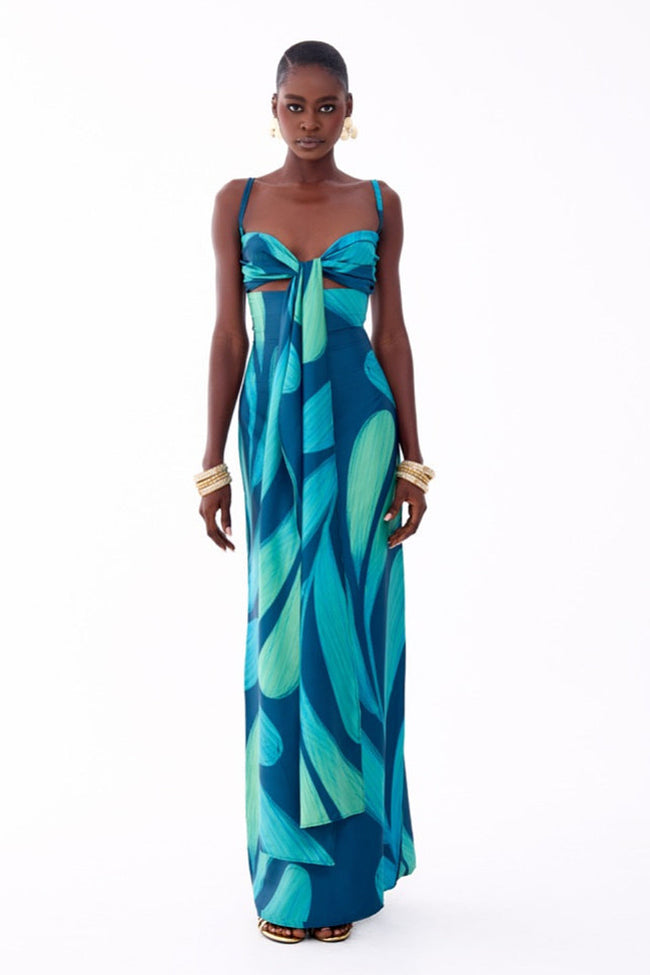 Tropical Leaf Maxi Dress Hover Image