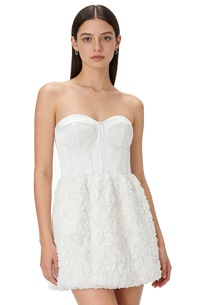 White Rose Corset Bandeau Mini Dress Hover Image