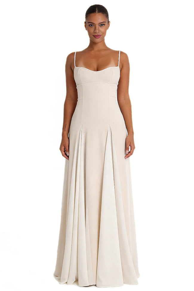 Cream Chiffon Sweetheart Maxi Dress Hover Image