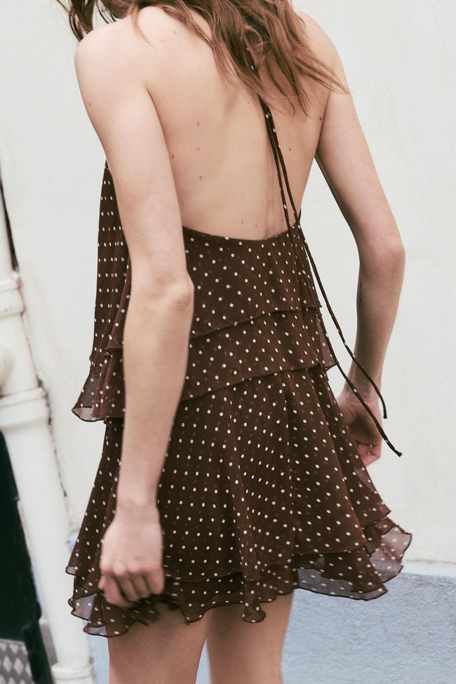 Polka Dot Ruffle Mini Dress Main Image