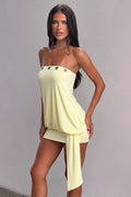 Yellow Eyelet Streamer Bodycon Mini Dress