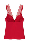 Red Satin Lace Bustier Cami Top