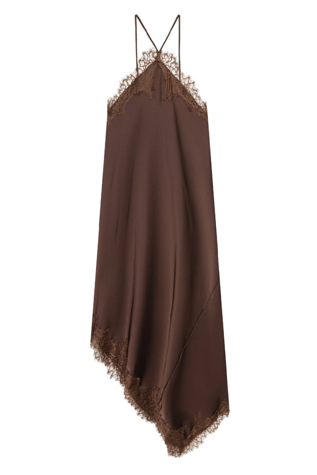 Cocoa Lace Halter Midi Dress Hover Image