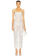 White Lace Corset Midi Gown