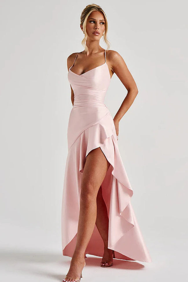 Rosalie Satin Wrap Maxi Dress Hover Image