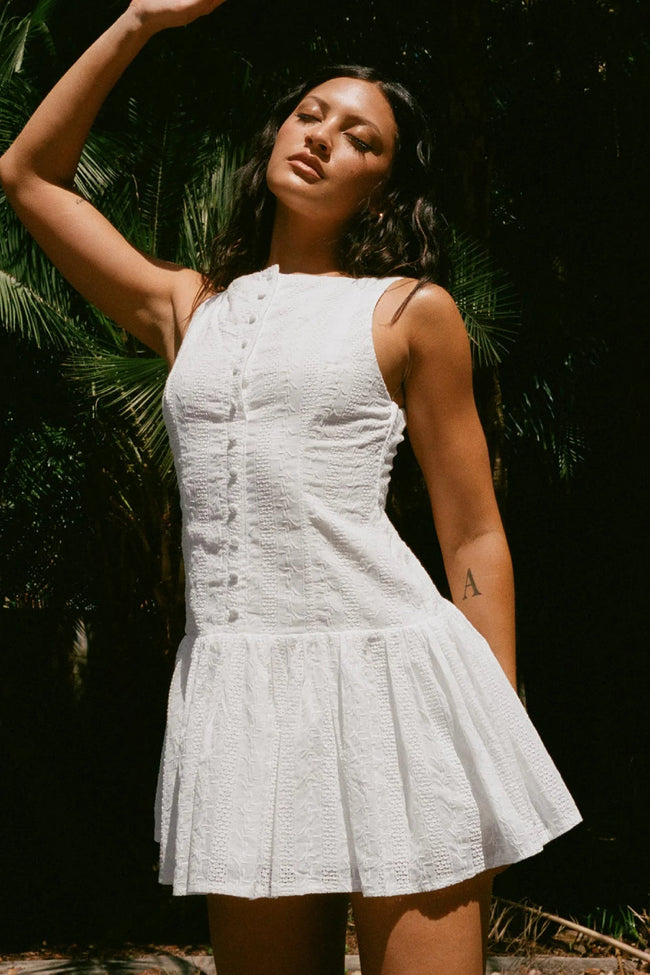 White Eyelet Mini Dress Main Image