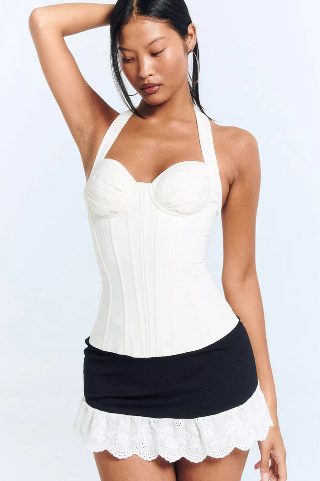 Cream Corset Halter Top Hover Image