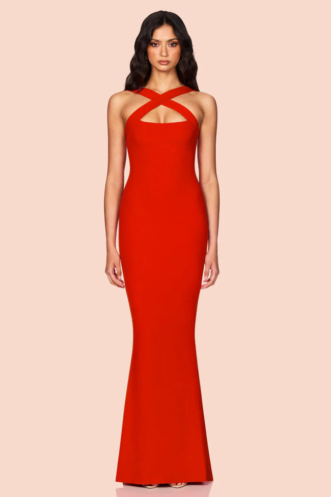 Red Halter Maxi Dress Main Image