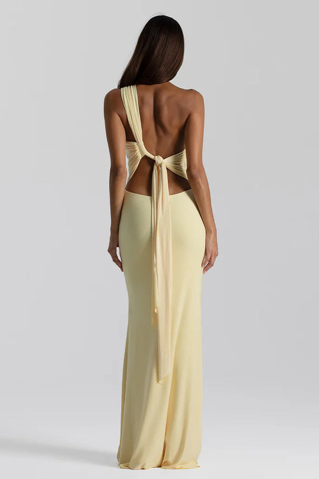 Yellow One Shoulder Maxi Dress Hover Image