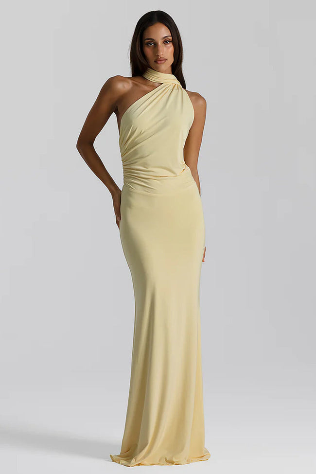 Yellow One Shoulder Maxi Dress Main Image
