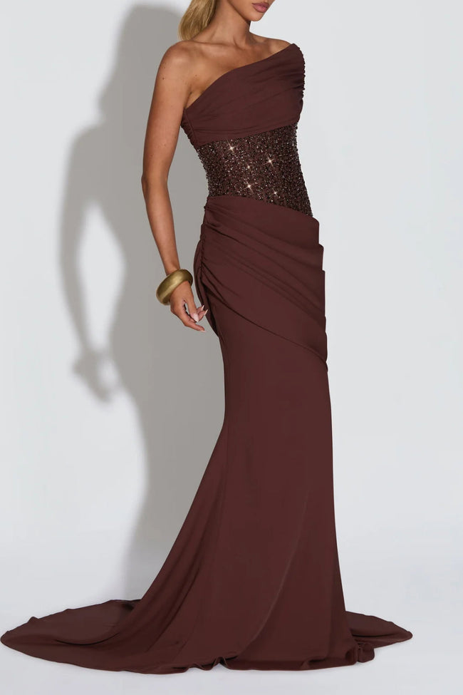 Chocolate Brown Sequin Corset Mermaid Main Image