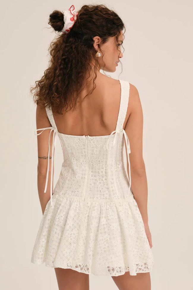 White Lace Bustier Mini Dress Main Image