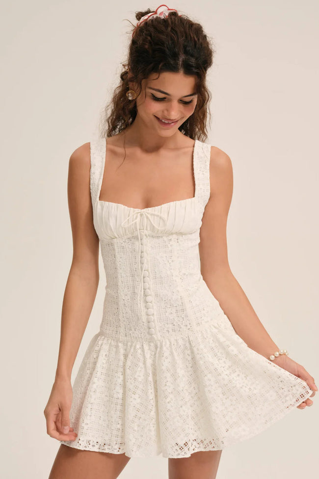 White Lace Bustier Mini Dress Hover Image