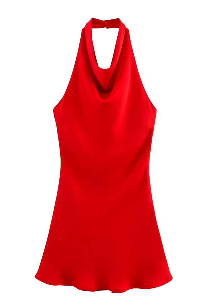 Red Satin Slip Mini Dress Hover Image