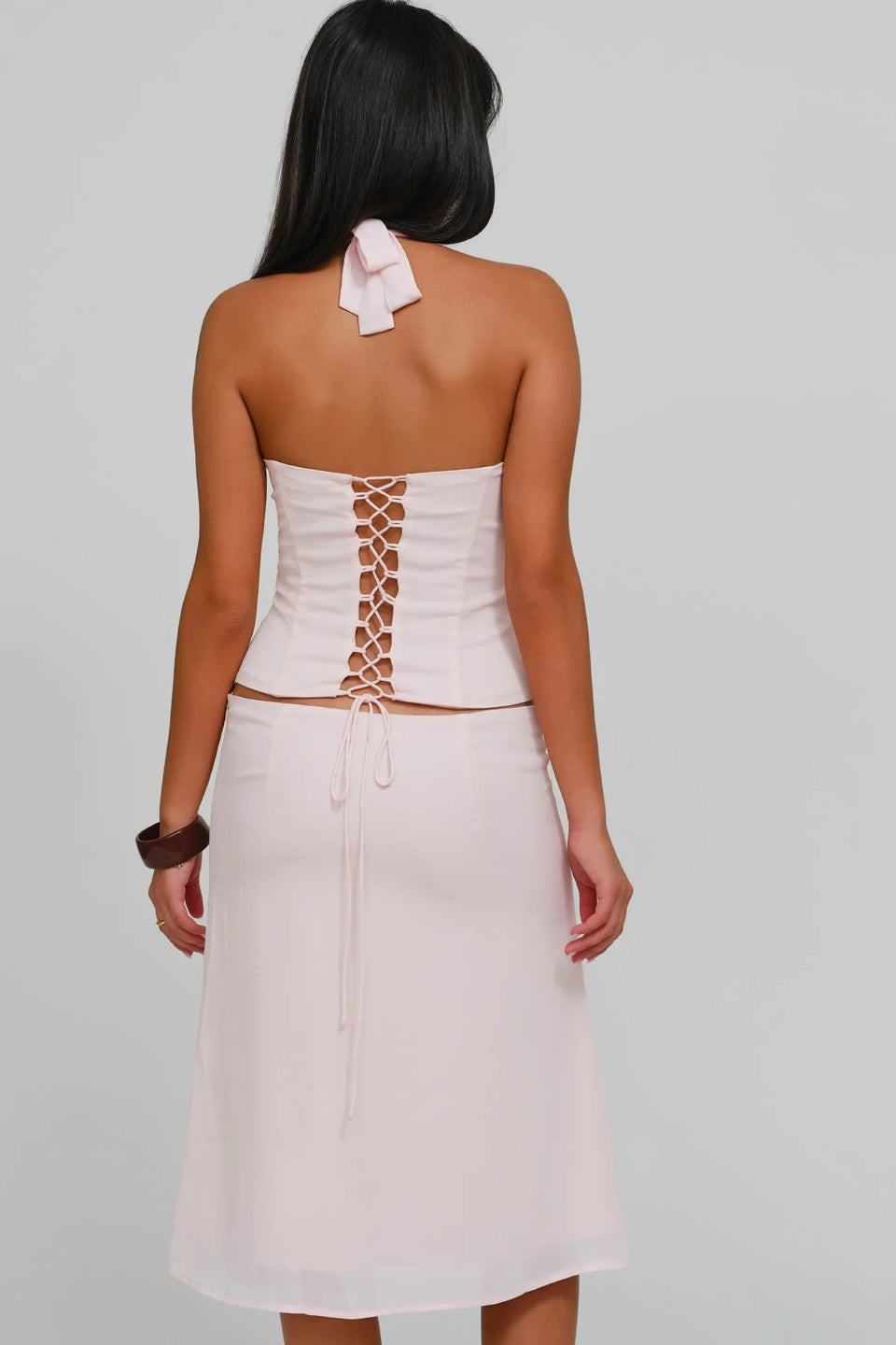 Blush Chiffon Midi Skirt