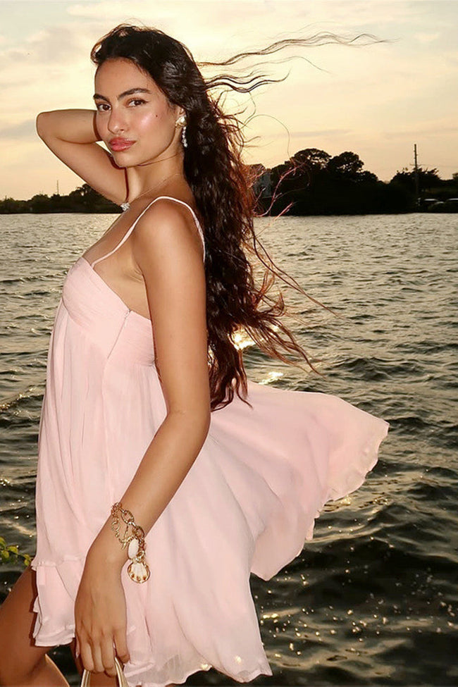 Blush Babydoll Mini Dress Hover Image