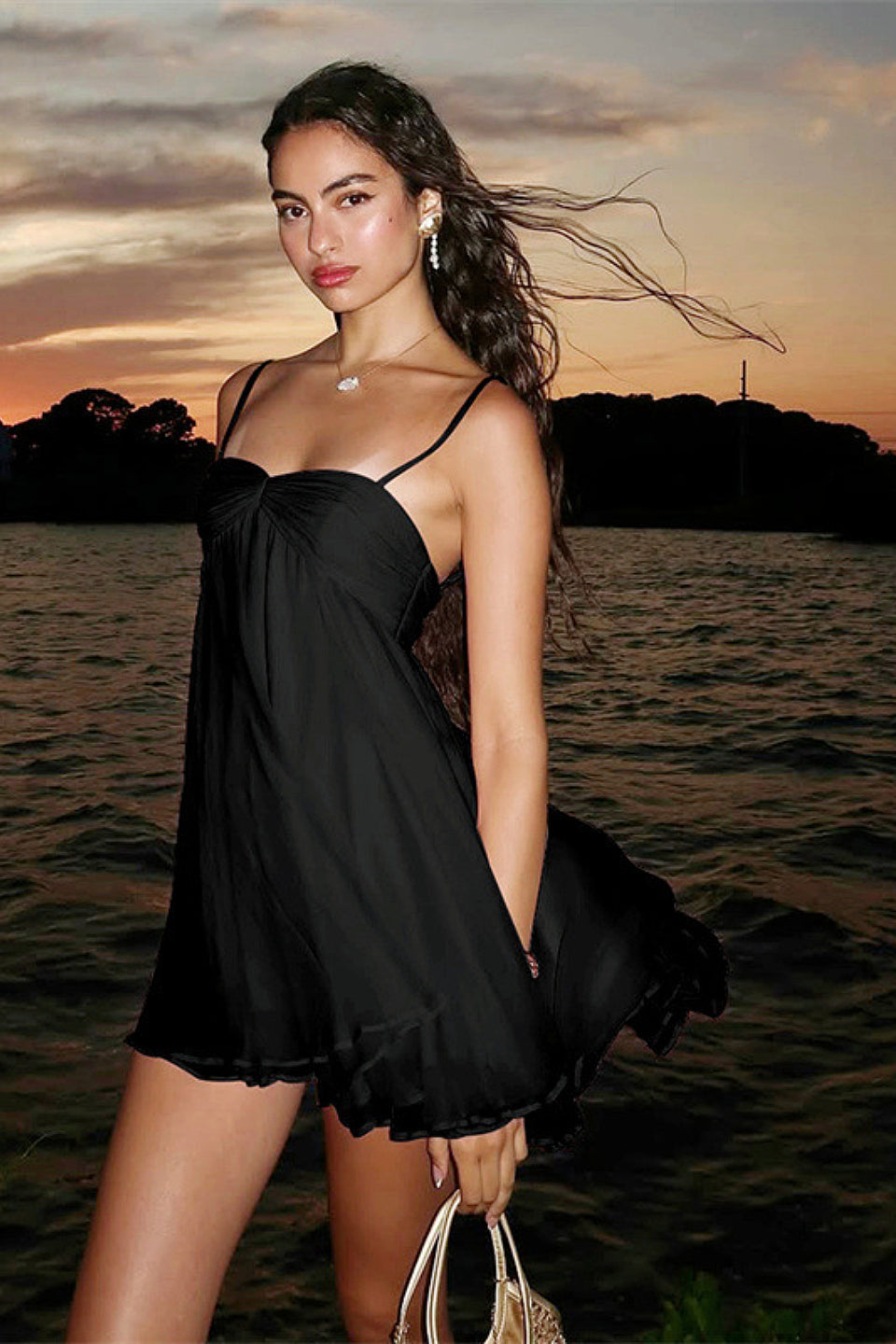 Noir Babydoll Mini Dress