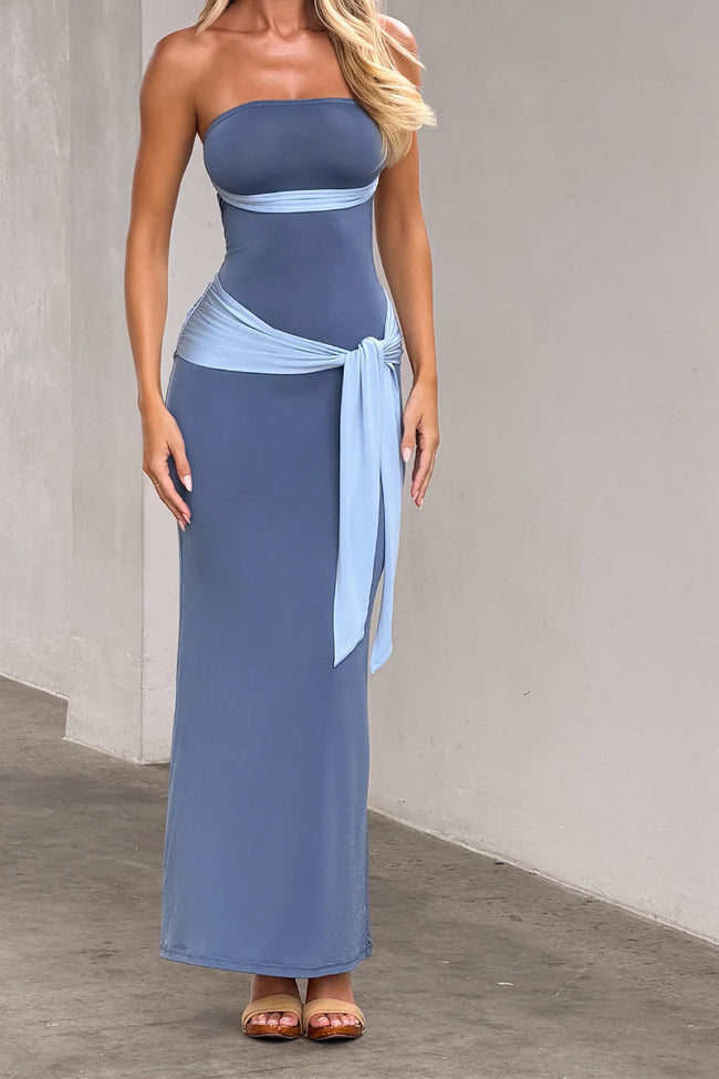Two Tone Strapless Maxi Dress Main Image