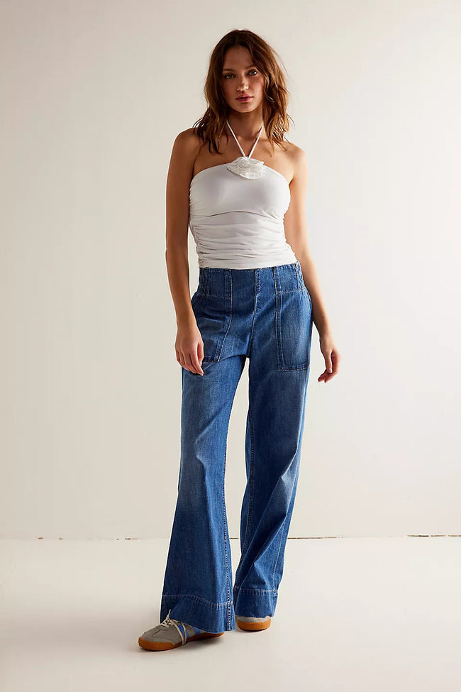 Blue Wide Leg Jeans Hover Image