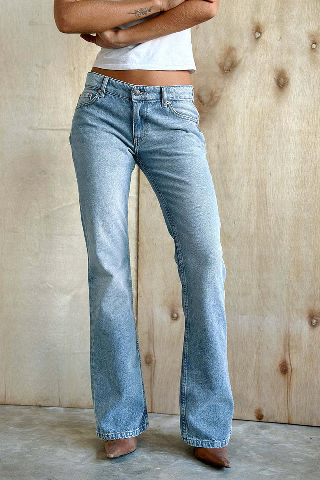 Blue Acid Wash Flares Hover Image