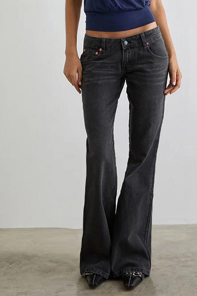 Black Acid Wash Flares Main Image