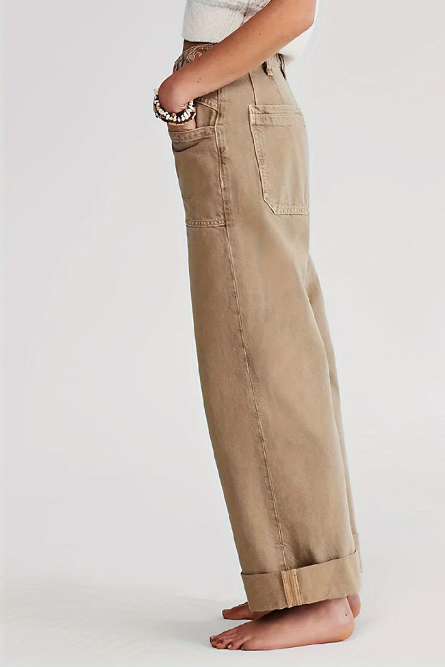 Khaki Cargo Wide Jeans Main Image