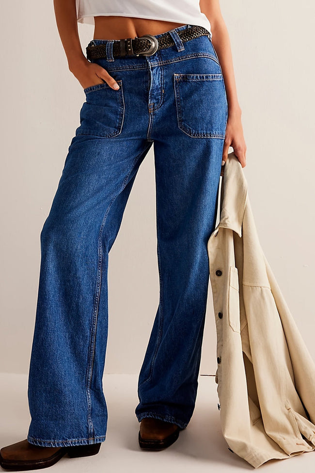 Dark Blue Cargo Jeans Hover Image