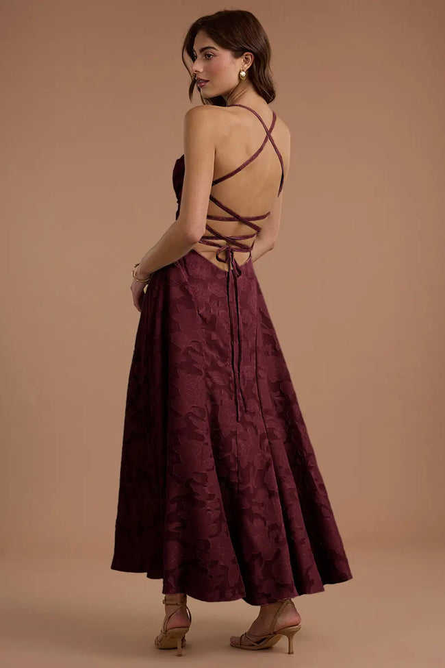 Burgundy Burnout Maxi Dress Hover Image