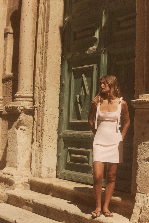 Blush Tie Shoulder Mini Dress