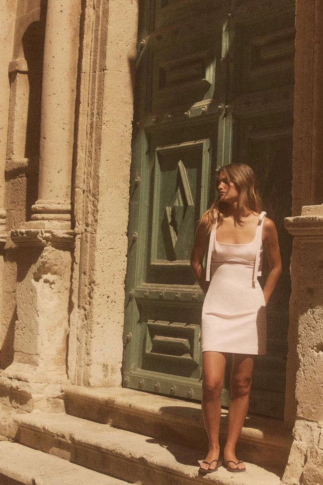 Blush Tie Shoulder Mini Dress Main Image