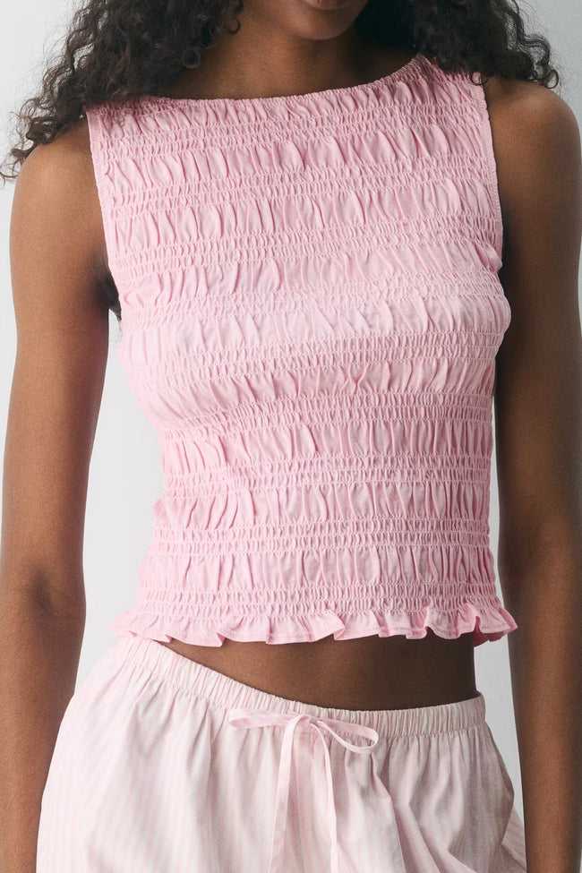 Blush Smocked Tank Top Hover Image