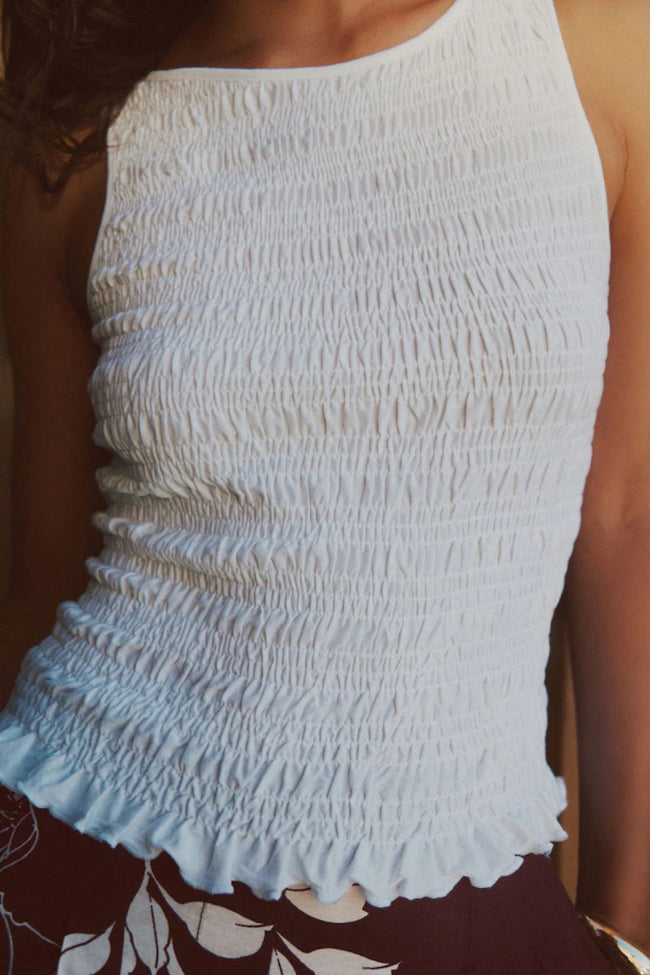 Ivory Smocked Tank Top Main Image
