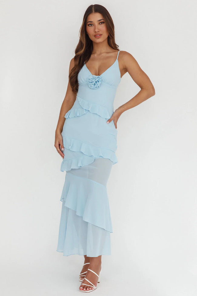 Blue Rose Cascade Maxi Dress Hover Image