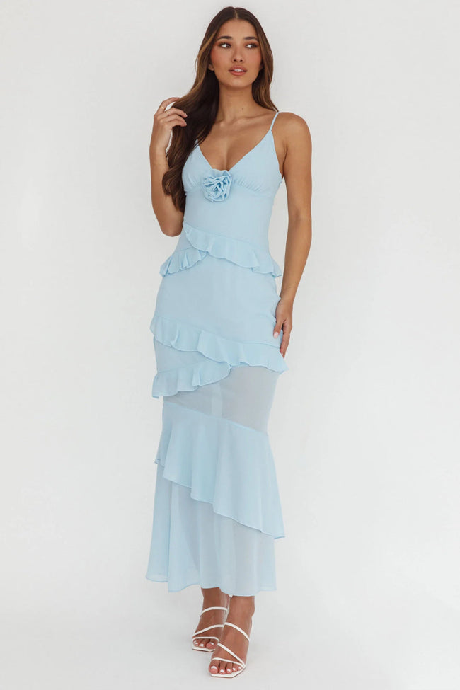 Blue Rose Cascade Maxi Dress Main Image