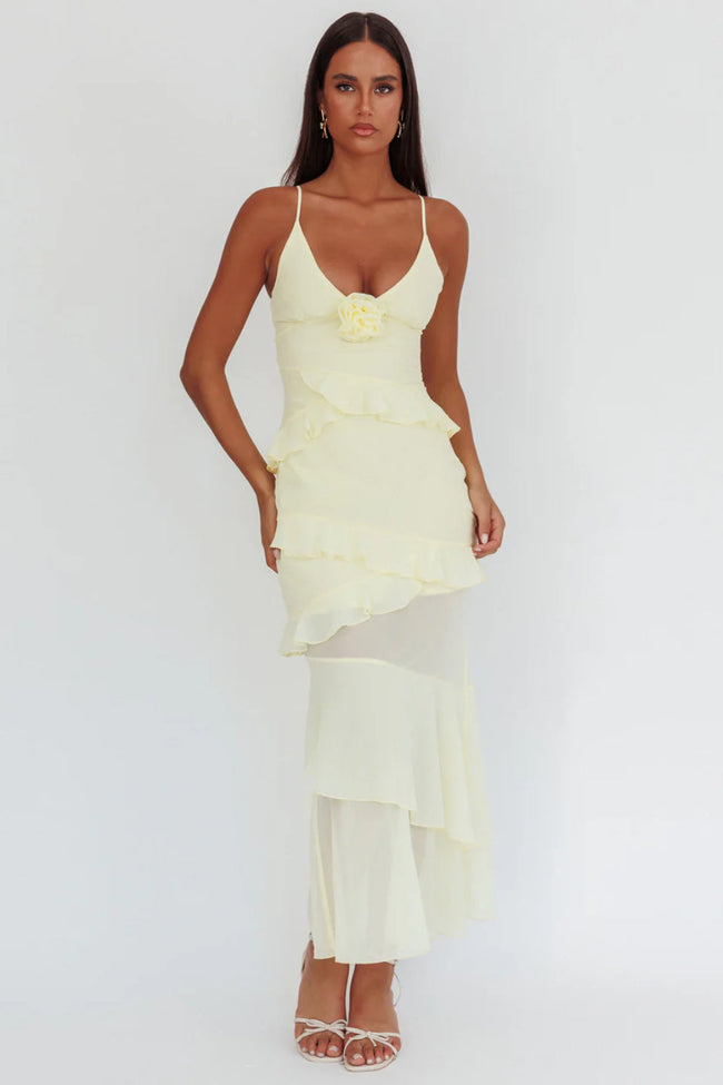 Butter Rose Cascade Maxi Dress Hover Image