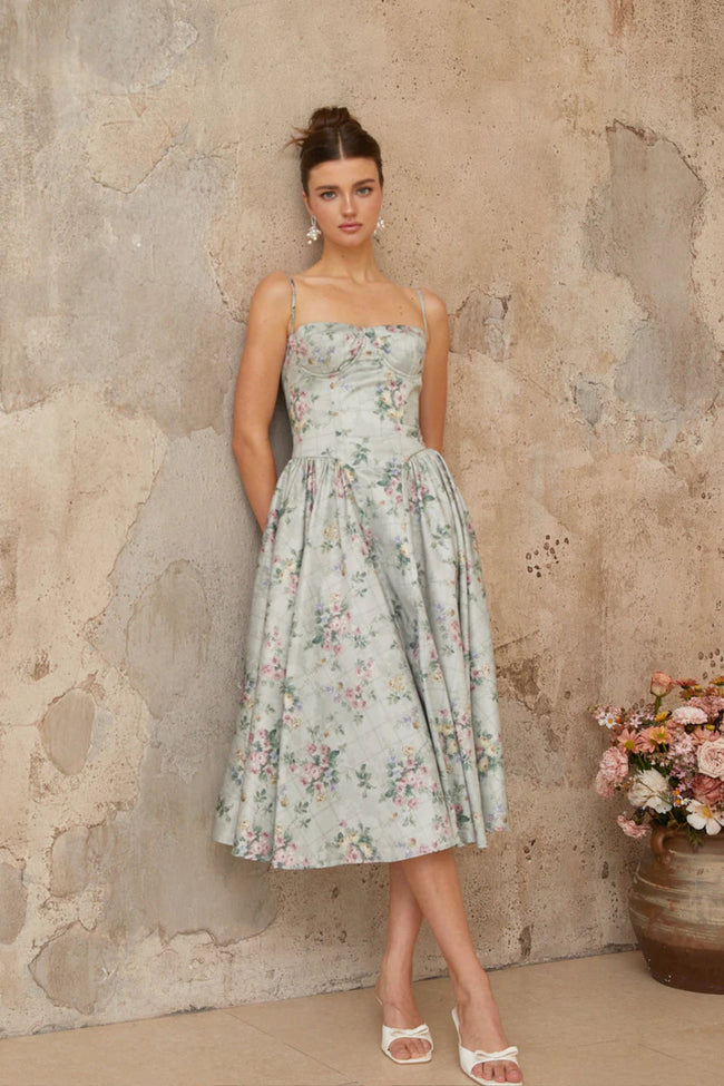 Sage Garden Soirée Midi Dress Hover Image